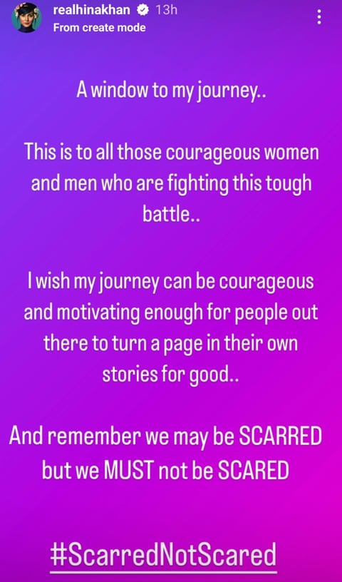 Hina Khan's motivational post for cancer warriors